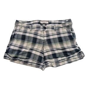 Abercrombie & Fitch Madras Shorts Size 8 Stretch Blue Brown Preppy